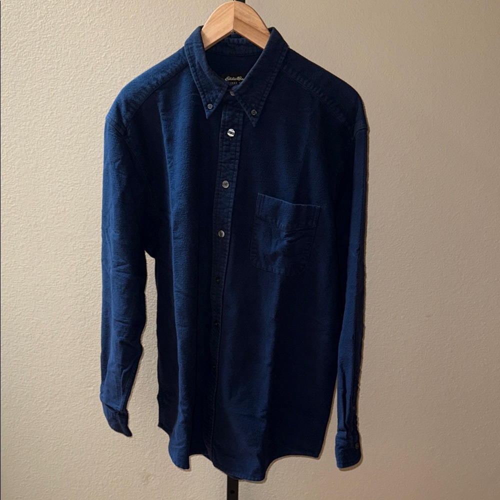 VTG Eddie Bauer Soft 100% Baumwolle Button-Down Flannel Shirt Blue Men’s Size L